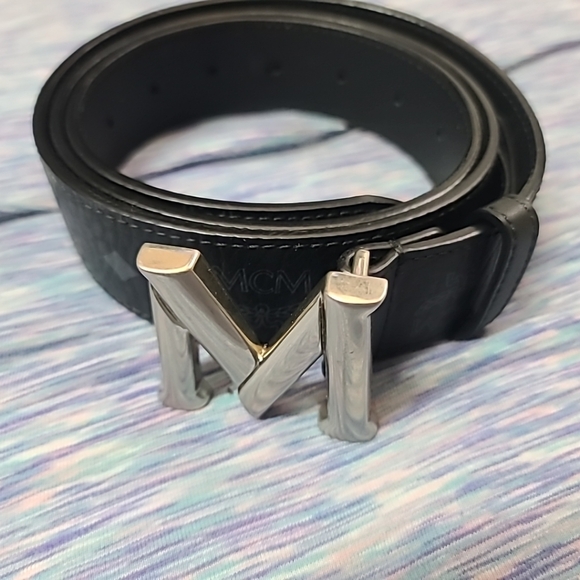 MCM Black Belt with Silver Buckle